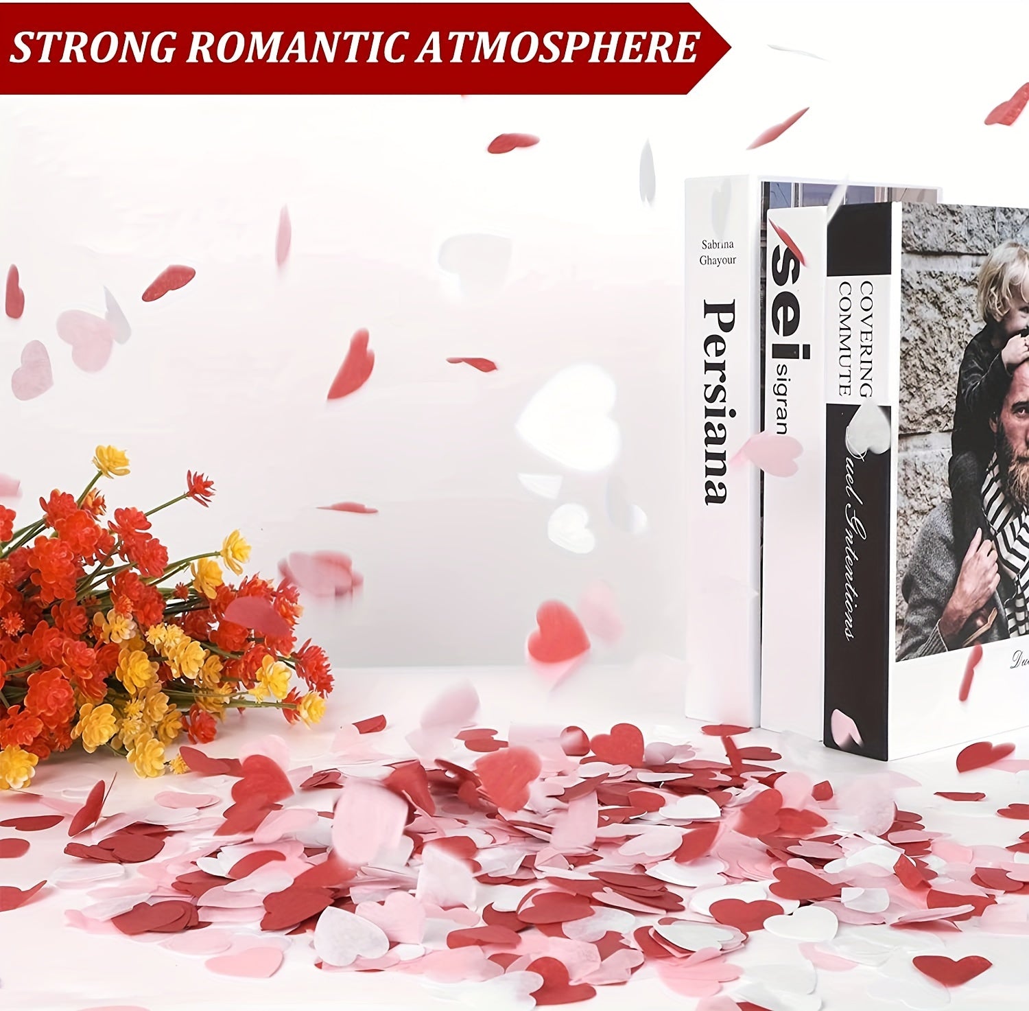 6000pcs Romantic Red and White Heart-Shaped Confetti - Valentine'S Day Party Decorations, Engagement & Wedding Celebration Supplies, Princess Theme Paper Petals for Romantic Gestures and Creative Gifts