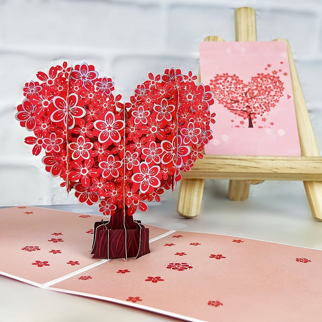 1pc Pop-up 3D Greeting Card With Envelope Giving Tree Pattern Hot Silvery Shine Suitable For Valentine's Day/Wedding/Engagement/Miss You/Anniversary, Suitable For Her/girlfriend/wife/lover/friend