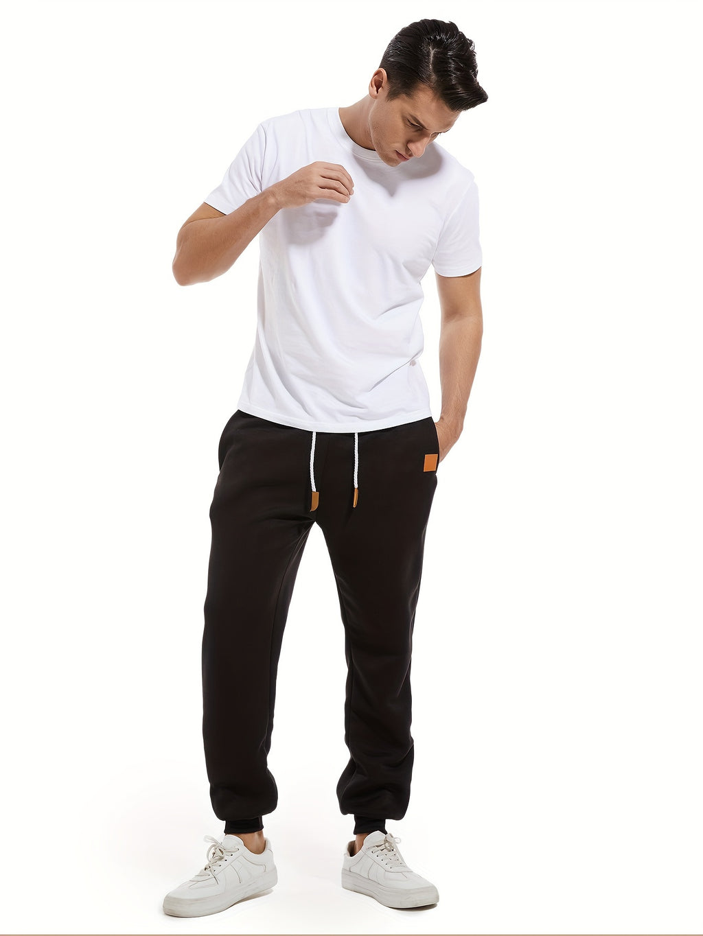 Men's Slim Fit Casual Trousers Drawstring Waist Sweatpants For Autumn And Winter