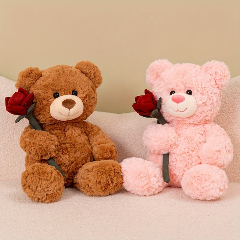Oso de Peluche con Rosa Suave y Romántica | Regalo Perfecto para San Valentín, Aniversarios y Momentos Especiales