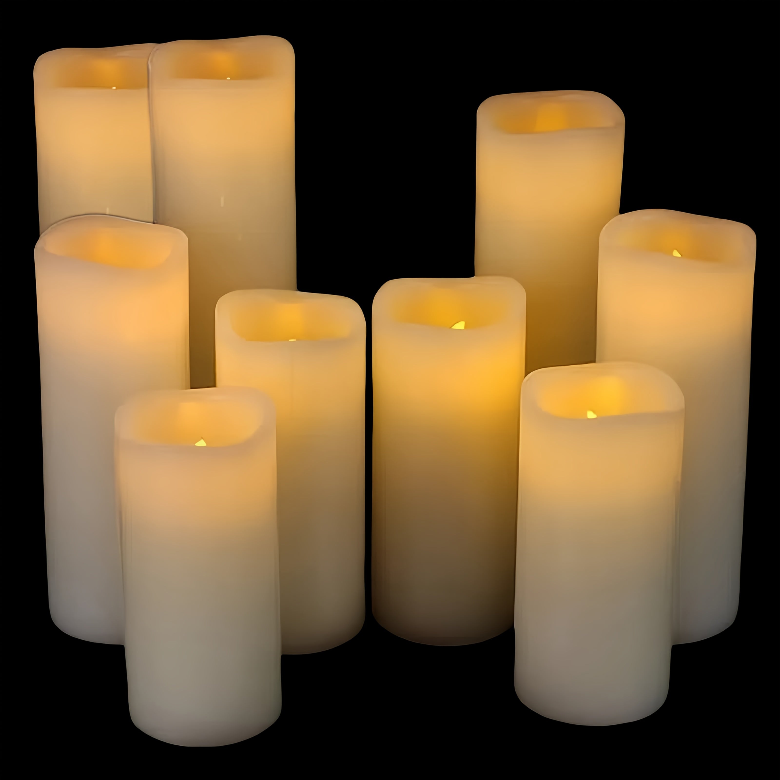 9pcs/12pcs flameless candles, battery operated candles, pillar candles, LED candles, decorative lanterns, white candles, christmas decoration, new year decoration, bye 2024, helo2025, valentine's day decoration, easter decora