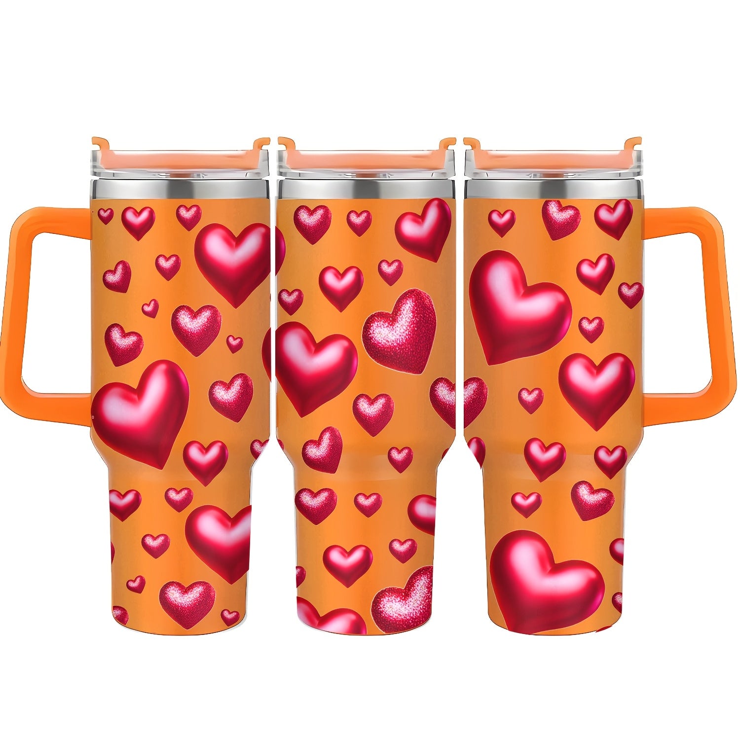 Vaso Térmico Premium 40oz con Tapa | Diseño de Corazones, Acero Inoxidable y Aislamiento al Vacío – Regalo Ideal para San Valentín