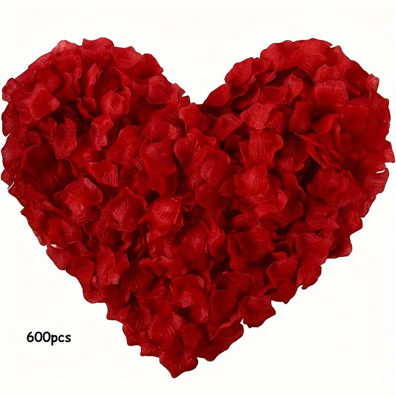 600pcs Artificial Rose Petals for Romantic Night Decoration, Suitable for Valentine's Day, Wedding, Engagement, Party, Loose Flower Decoration