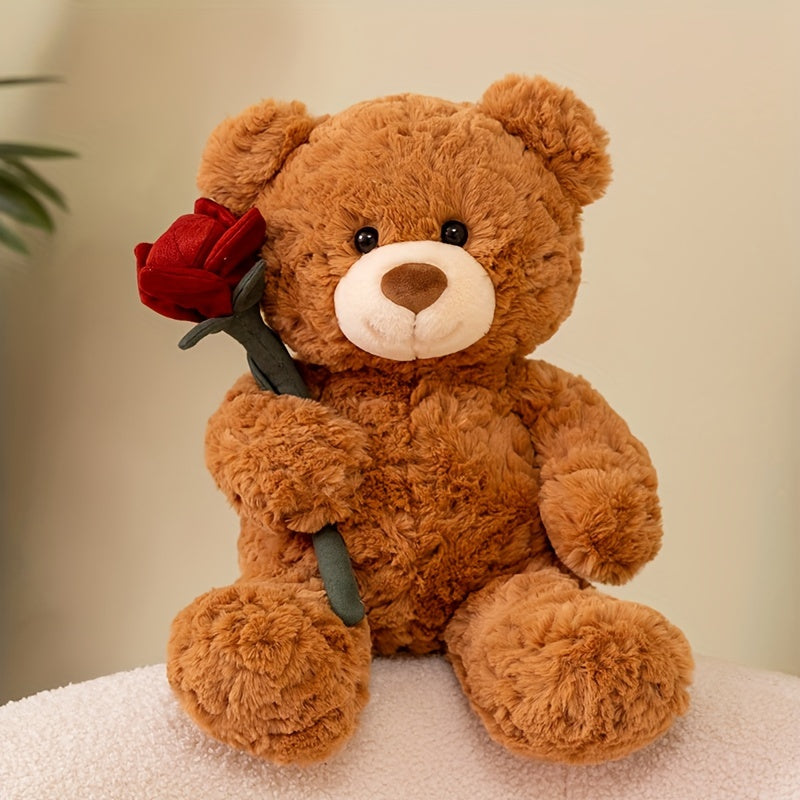 Oso de Peluche con Rosa Suave y Romántica | Regalo Perfecto para San Valentín, Aniversarios y Momentos Especiales