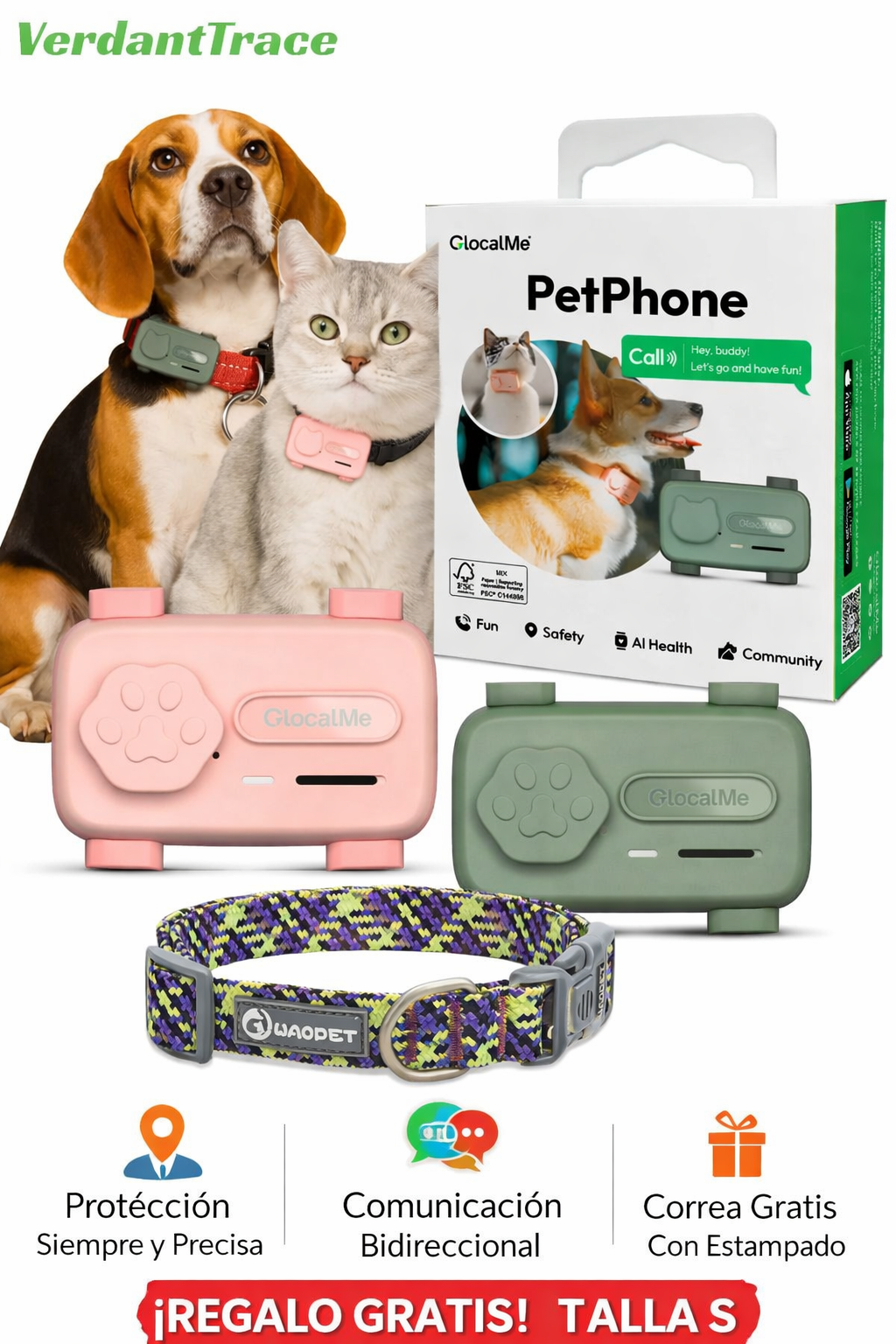GPS Inteligente para Mascotas con Llamada Bidireccional, Rastreo en Tiempo Real y Alertas de Salud con IA