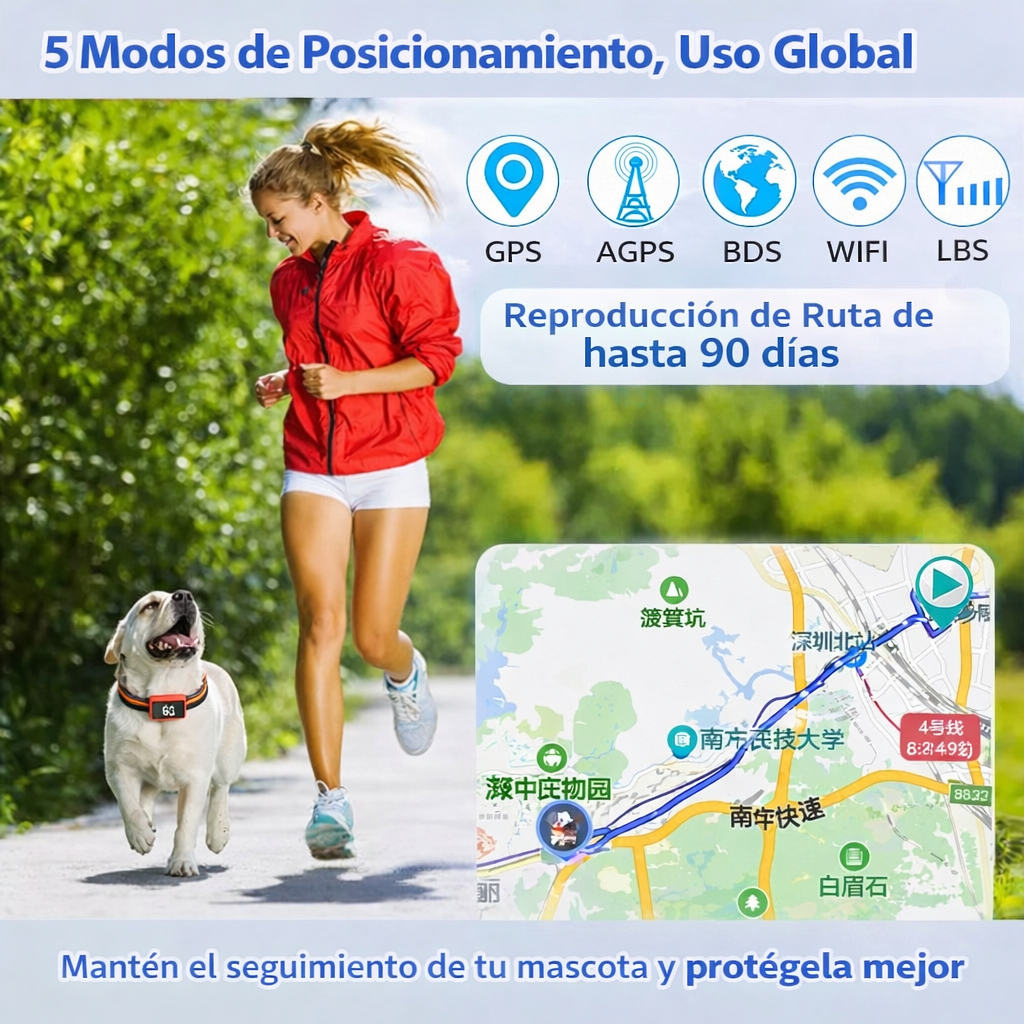 🐾 Collar GPS 4G para Mascotas – Rastreador Inteligente en Tiempo Real con App, Geocerca y Monitoreo de Actividad