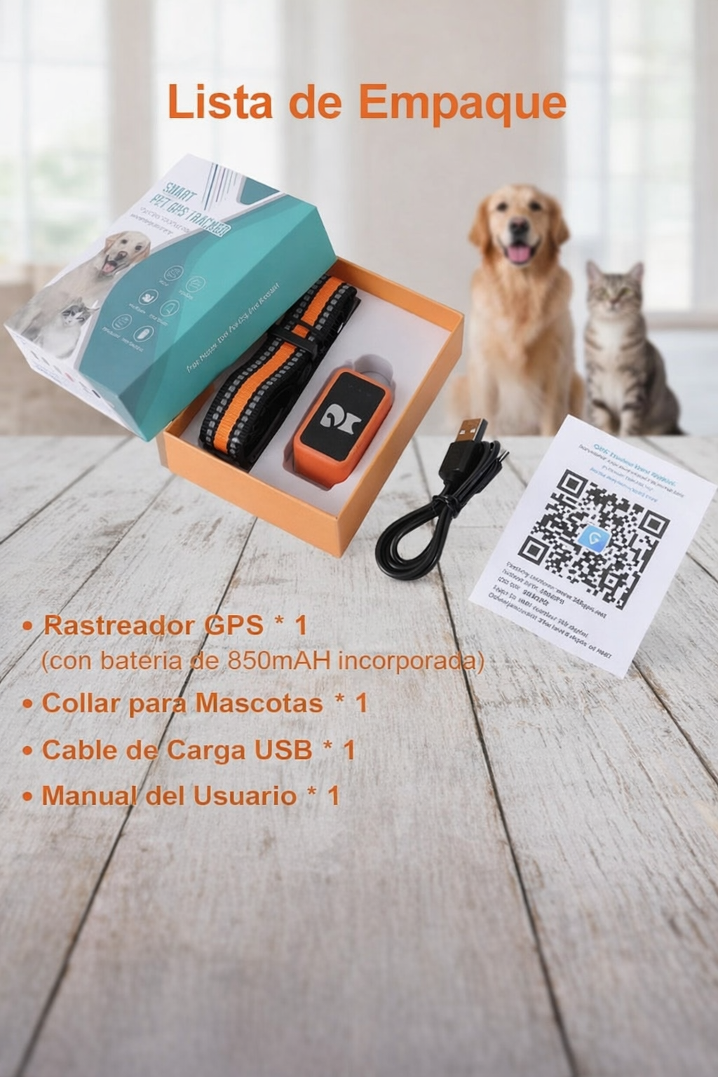 Collar GPS 4G para Perros y Gatos | Rastreo en Tiempo Real + Alertas Inteligentes | Impermeable IP67 | Sin Suscripción