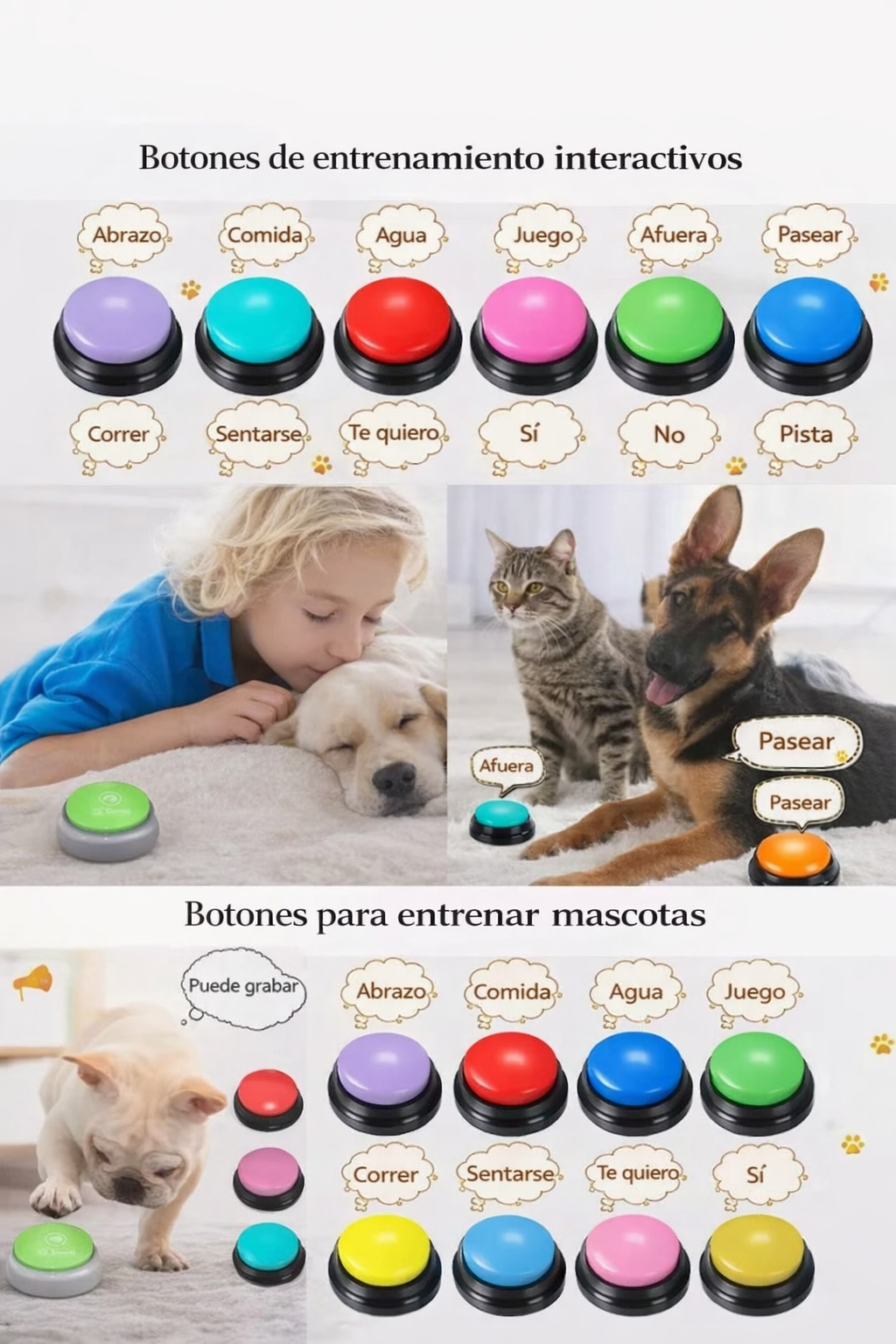 Haz que tu Mascota “Hable” 🐶🐱 | Botón de Voz con Grabación de 30s para Perros y Gatos