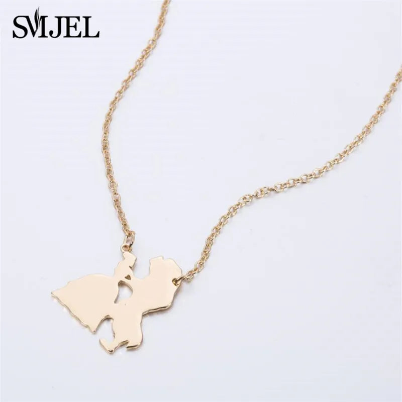 2025 Nueva joyería de película, collar de La Bella y La Bestia para mujer, collares con colgante de princesa Príncipe, accesorios para amantes, regalos
