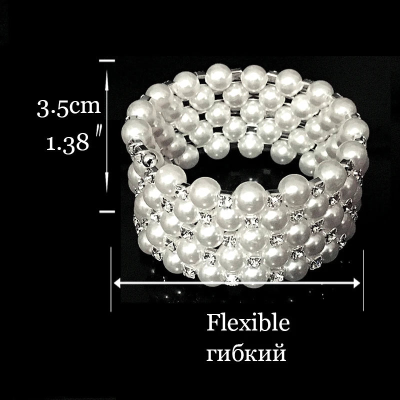 💎 Conjunto de Joyería Nupcial con Perlas para Mujer Collar, Pulsera y Aretes en Color Plateado | Elegancia para Bodas y Eventos