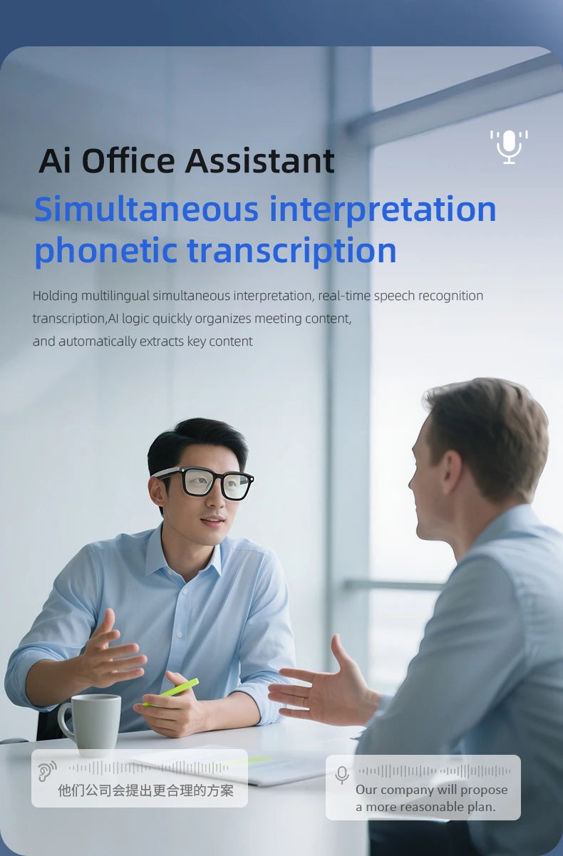 Gafas inteligentes AI, traducción AI, cámara HD de 8MP, imagen de disparo 4K, grabación de conversación, escucha de música, novedad de 2026