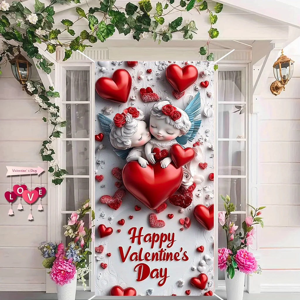 Banner de cubierta de puerta para el Día de San Valentín, rosas rojas, amor, fotografía, decoración de fondo, boda, novia, suministros para fiesta del Día de la madre