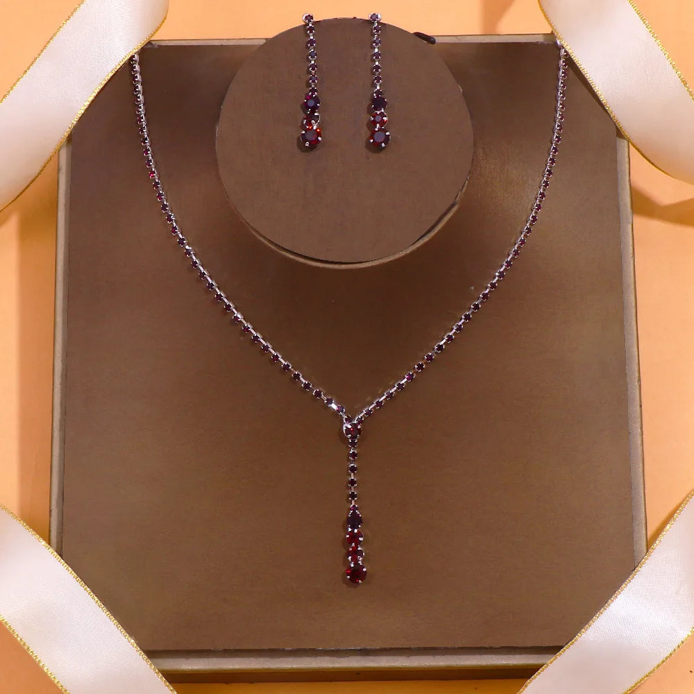 BLIJERY-conjunto de joyas de estilo tenis para mujer, collar brillante azul real/verde, pendientes, conjunto de joyería nupcial para boda, nuevo y elegante