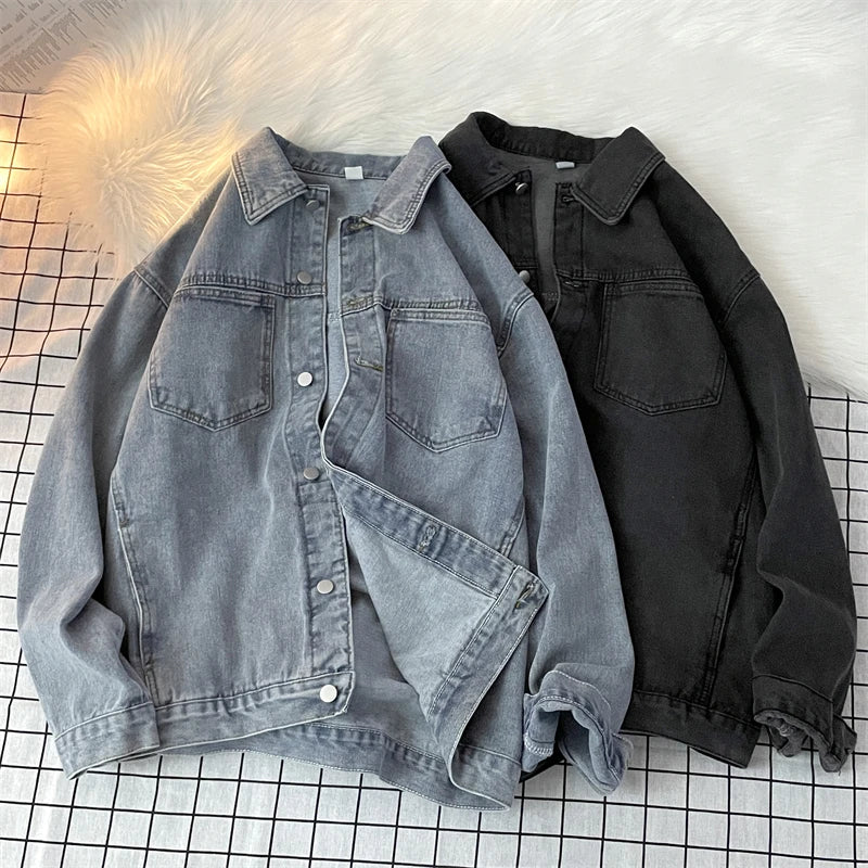 Chaqueta vaquera retro americana para hombre, estilo casual coreano, tendencia de primavera y otoño, ropa de trabajo, estilo ...