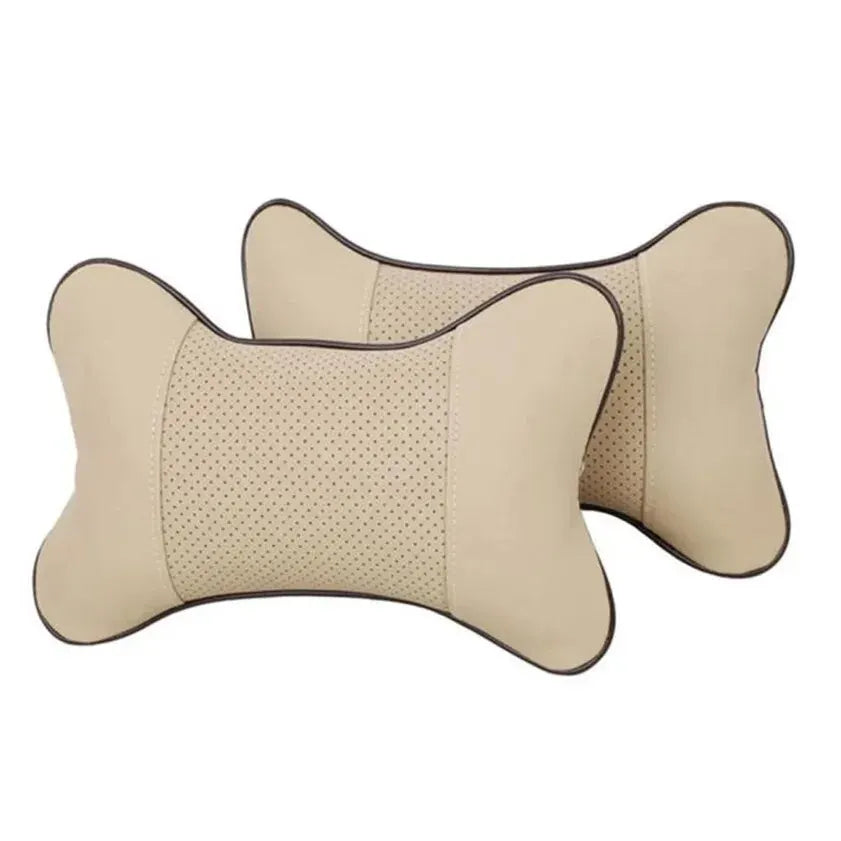 Almohadas para el cuello del coche, paquete de 1 Uds. De cuero Pu de ambos lados, reposacabezas para aliviar el dolor de cabeza, almohada Universal de fibra rellena para coche