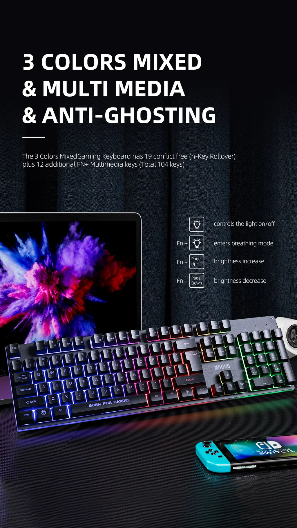 🎮 Kit Gamer MARVO 4 en 1 RGB Teclado + Mouse + Audífonos + Mousepad | Rendimiento Total para Gaming