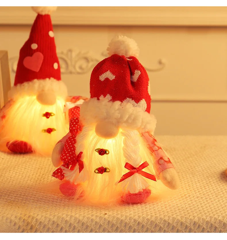 💕 Gnomo Decorativo Iluminado para San Valentín Muñeco Tejido sin Rostro con Luz LED | Regalo Romántico y Decoración del Hogar