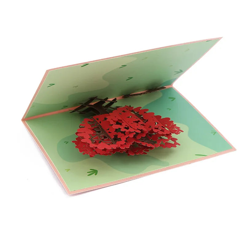 Tarjetas del Día de San Valentín Tarjeta de felicitación de amor 3D Amor Árbol Corazones Pareja para esposa Marido Su él Pareja Popup Tarjeta de boda 1 unids