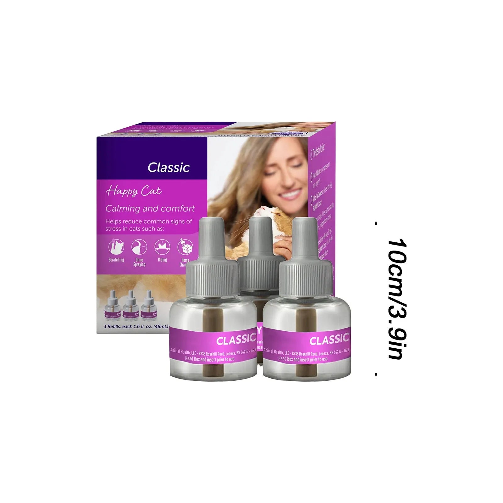 Recambio Calmante para Gatos 30 Días – Difusor de Feromonas Antiestrés (Pack 3 × 48 ml)