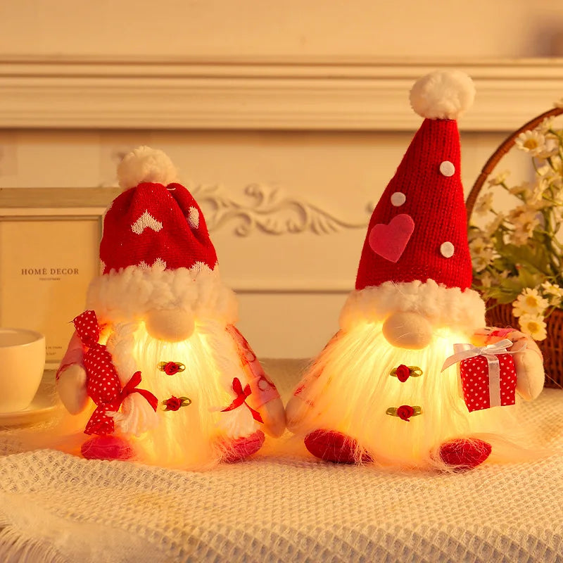 💕 Gnomo Decorativo Iluminado para San Valentín Muñeco Tejido sin Rostro con Luz LED | Regalo Romántico y Decoración del Hogar