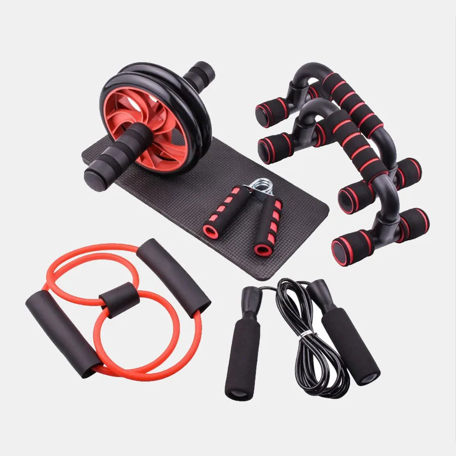 1 juego de fitness de siete piezas, equipo de fitness pequeño para el hogar, cuerda para saltar, dispositivo de agarre, push up, rueda abdominal, m