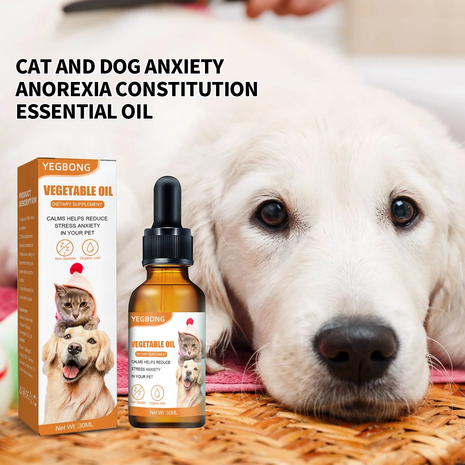 Aceite Calmante de Semillas de Cáñamo para Mascotas – Reduce Estrés y Ansiedad en Perros y Gatos