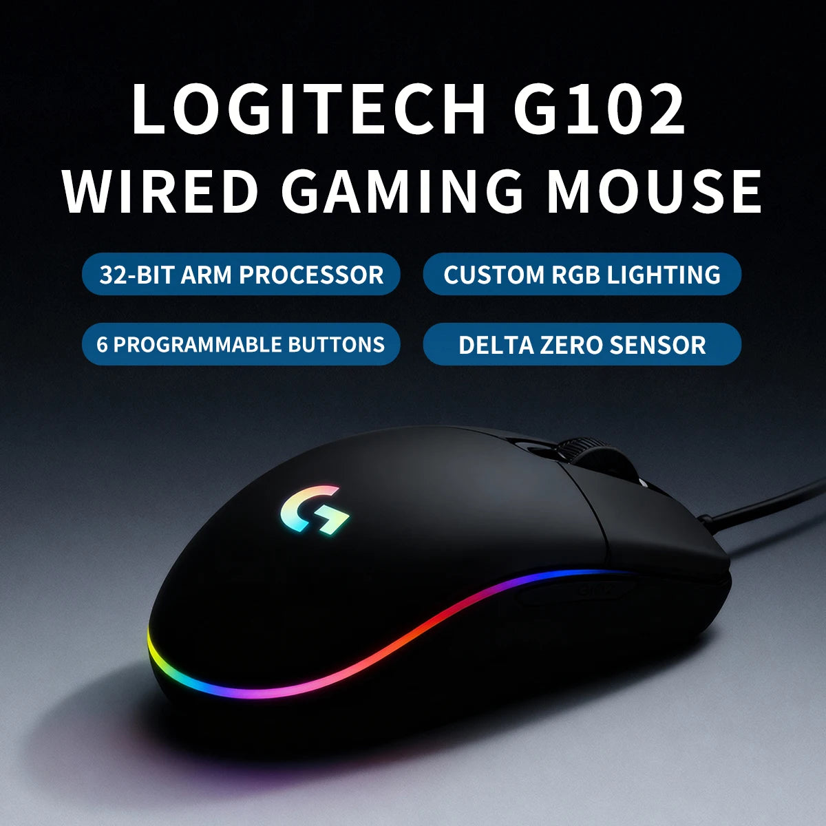 Ratón para Juegos Logitech G102, 16.8M Colores RGB, Botones Mecánicos de Tensión, 20M de Clics, 6 Teclas Programables para Jugadores de PC