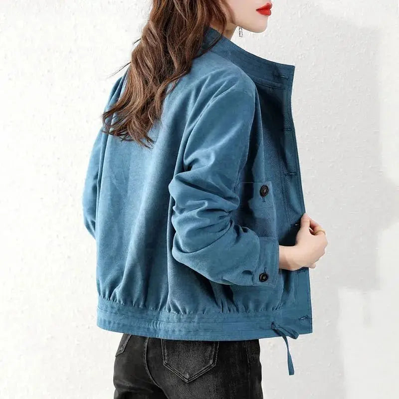Chaqueta Corta de Motocicta para Mujer, de Alta Gama, Antienvejecimiento, Talla ande, Artística, Versátil, Moderna, para...