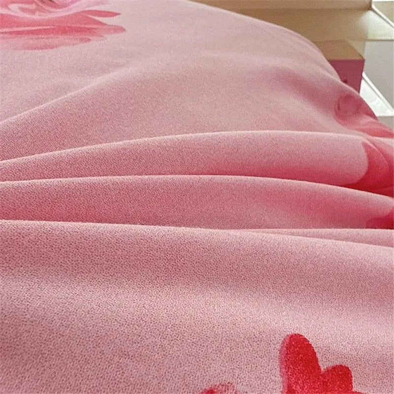 Sábana de estilo Floral con funda de almohada, funda de cama suave, sábana bajera individual/doble/Queen/King/SKing, ropa de cama sabana