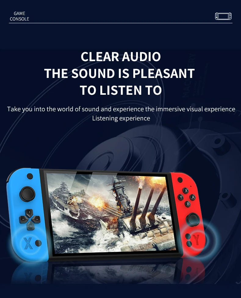 Consola de juegos portátil G90 de 7 pulgadas, 64GB, 4000mAh, arcade, adecuada para PSP/PS1, controlador de juego de TV retro, regalo para niños