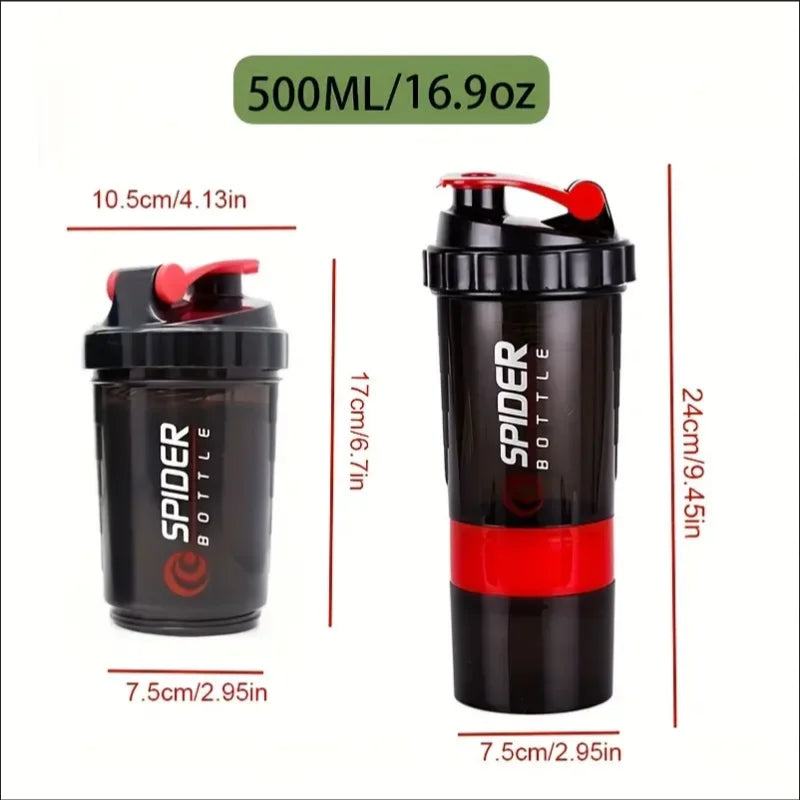 Botella Shaker con Contenedor de Proteína 2 Niveles - Mezclador de Batidos de Proteína - Botella Deportiva Ideal para Gimnasio y Fitness