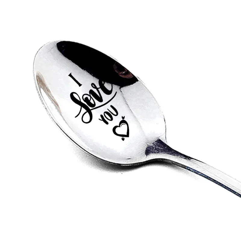 Regalo del Día de San Valentín, cucharas de café con leche de acero inoxidable, letras de amor, recuerdos de boda, regalo de aniversario para novia y novio