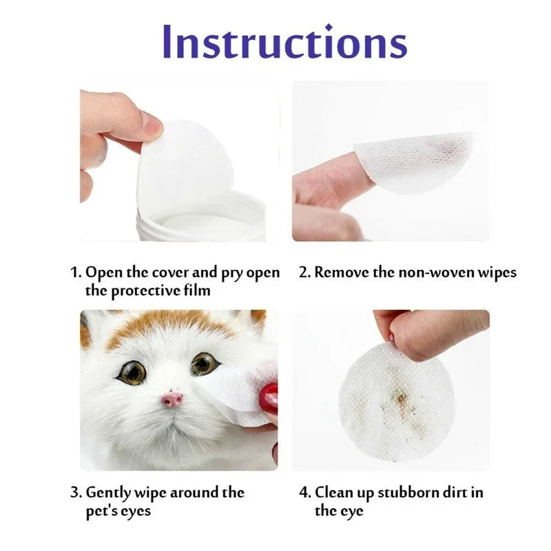 Toallitas de Limpieza para Ojos de Mascotas - Quitamanchas Suaves para Perros y Gatos (130 pcs)