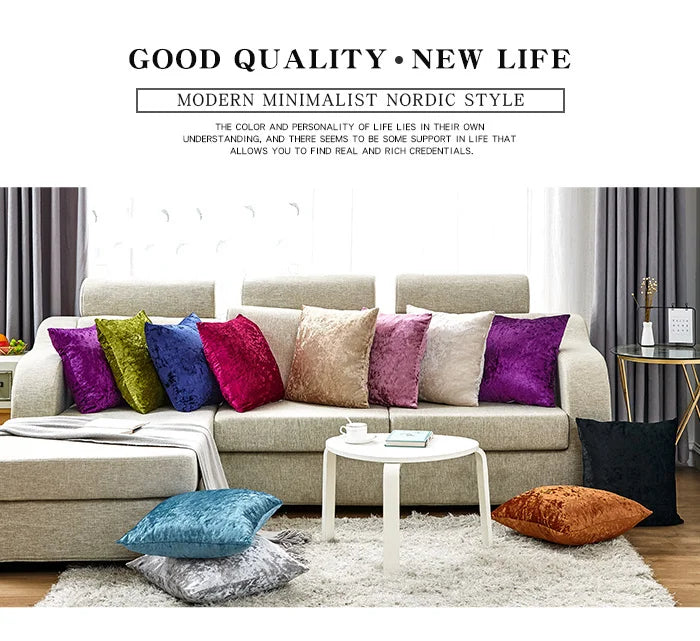 Almohada de terciopelo para sala de estar, cubierta de almohada supersuave de 60x60 cm, utilizada para lanzar sofá, decoración brillante