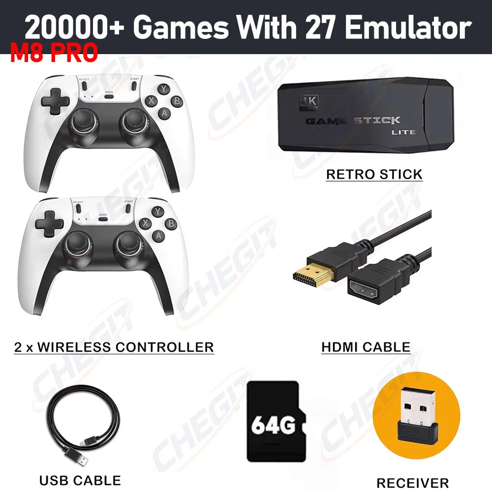 Nuevo 128G 50000 + Game Stick X10 Pro 4K Video TV consola de juegos inalámbricos Gamepads Videojuego/64G 20000+ juegos Arcade clásicos