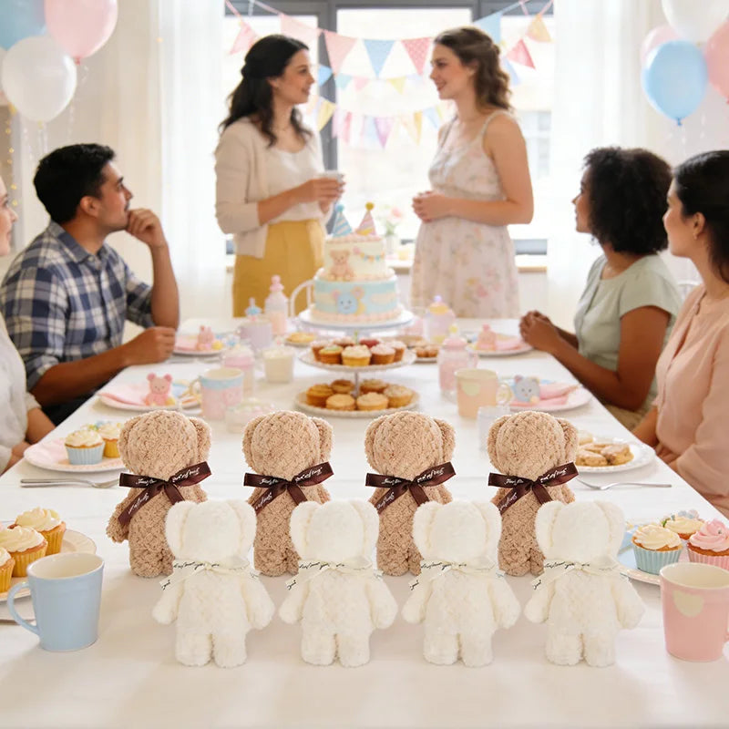 1-10 Uds. Toalla de oso de peluche, regalo para Baby Shower, recuerdos de fiesta de cumpleaños para niños, regalo de invitados de aniversario de boda, decoración navideña de Pascua