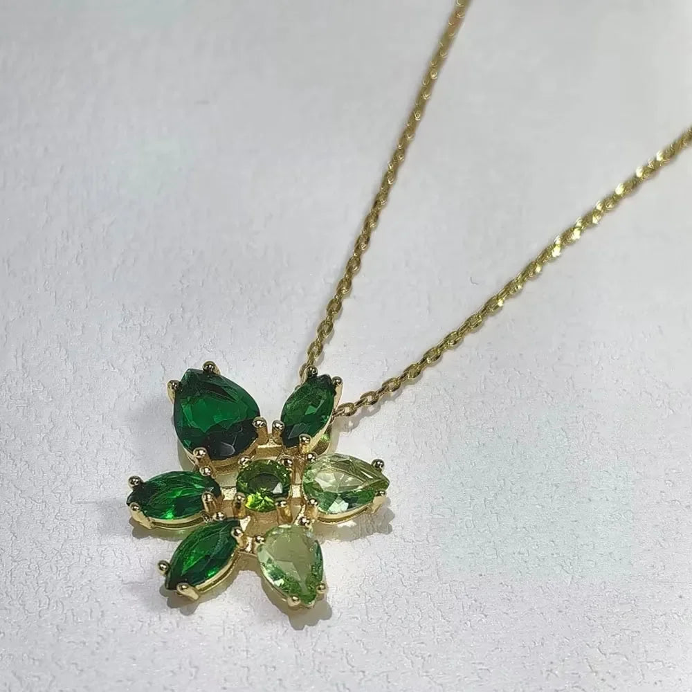 Dijes de moda, conjuntos de joyería fina, dijes de lujo, flores de cristal rosa, collar, pendientes, pulsera, accesorios de fiesta para mujer