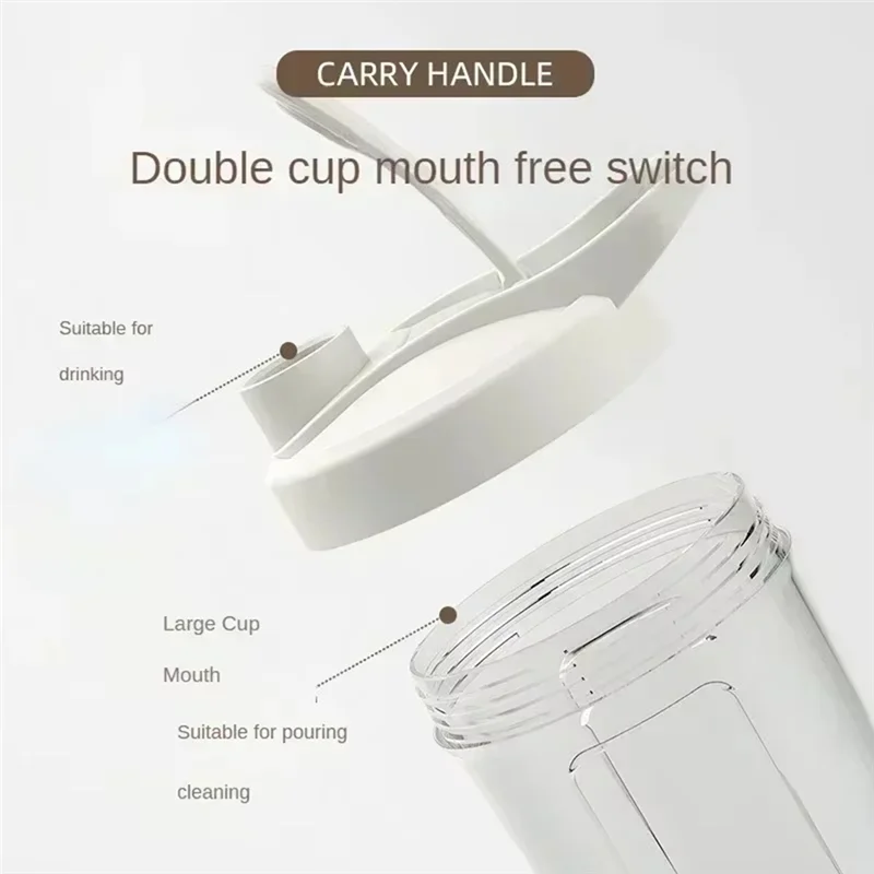 Licuadora Portátil Eléctrica Recargable USB 450ml - Batidora Personal para Proteína y Smoothies