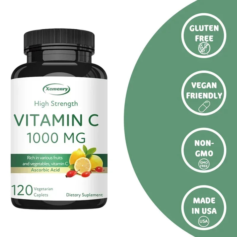 Vitamina C 1000 mg Xemenry | Refuerzo Inmunológico, Antioxidante y Apoyo para Piel, Corazón y Dientes