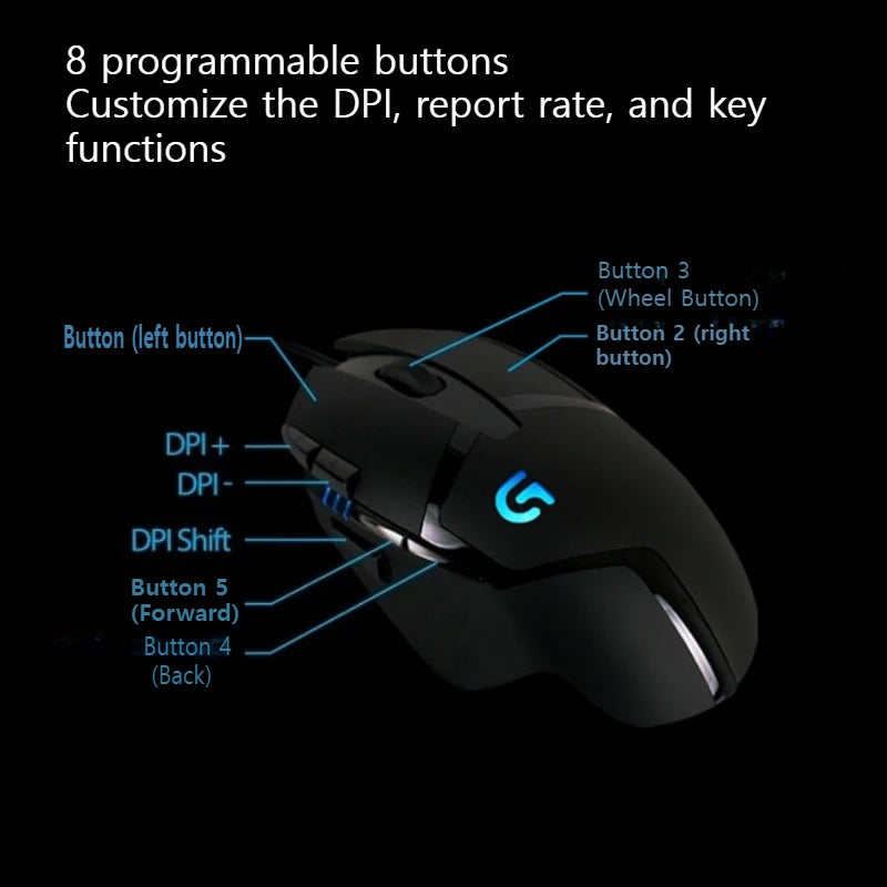 Ratón para juegos Logitech G402, con seguimiento de alta velocidad y efectos de sonido estéreo, es imprescindible para los jugadores. Toque cómodo