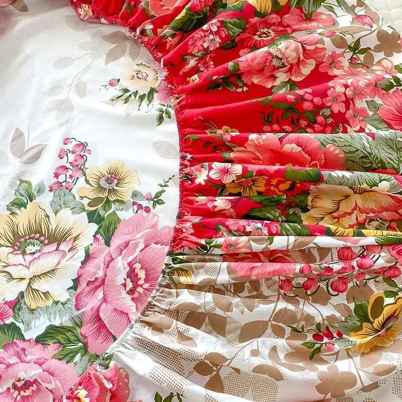 Sábana Bajera Estampado Floral - Individual/Queen/King Ajustable