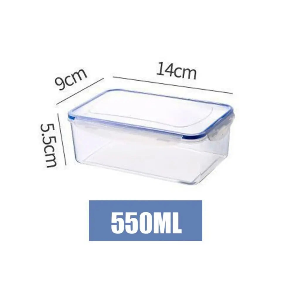 Caja de almacenamiento de plástico segura para refrigerador con tapa, recipientes y tarros de alimentos rectangulares sellados, apilables, trasparent, 1/4 Uds.