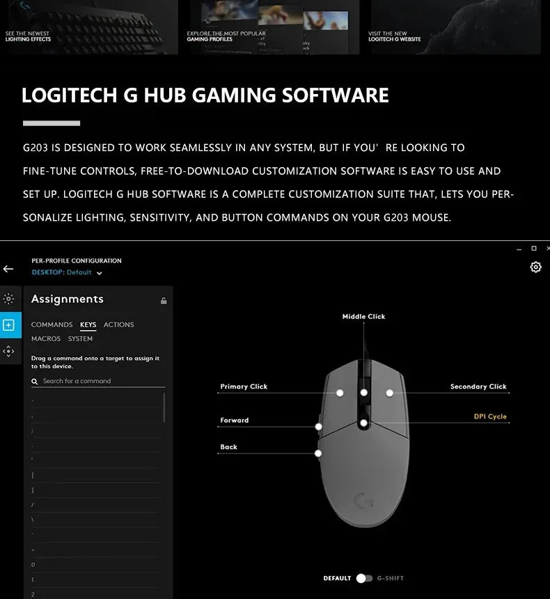 🖱️ Mouse Gamer con Cable Logitech G203 Precisión Profesional, 6 Botones Programables y Diseño Ergonómico