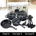 Juego de Utensilios de Cocina Antiadherentes de 12 Piezas, Olla con Tapa, Olla para Leche, Sartén Profunda de Piedra Maifan, Juego de Ollas para Todo Tipo de Cocina
