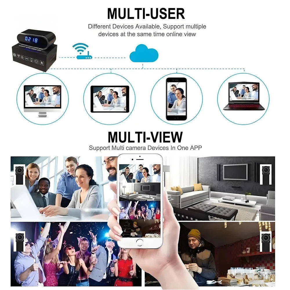 Mini Cámara WiFi 4K HD - Visión Nocturna Infrarroja, Detección de Movimiento y Visualización Remota