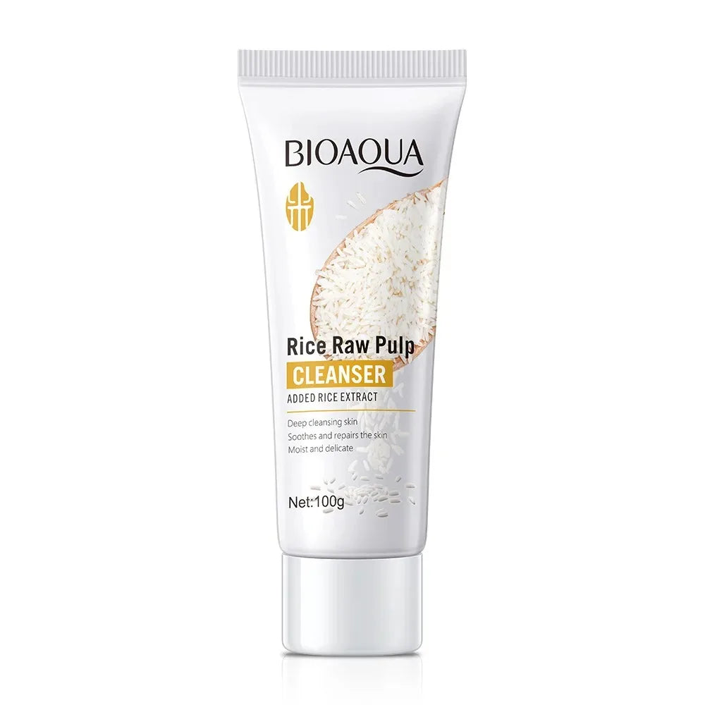 BIOAQUA-limpiador Facial de pulpa cruda de arroz, espuma de lavado Facial, cuidado de la piel, hidratante, brillo de la piel, rejuvenecimiento, limpiador Facial, cuidado de la piel