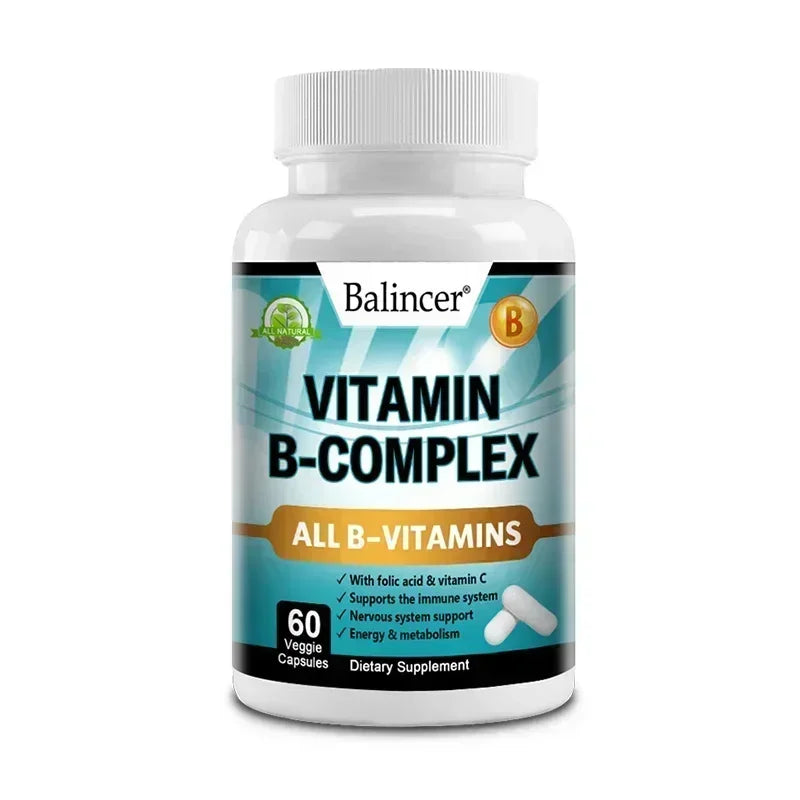 Complejo de Vitamina B Balincer con Ácido Fólico y Vitamina C | Apoyo para Energía, Sistema Nervioso e Inmunidad