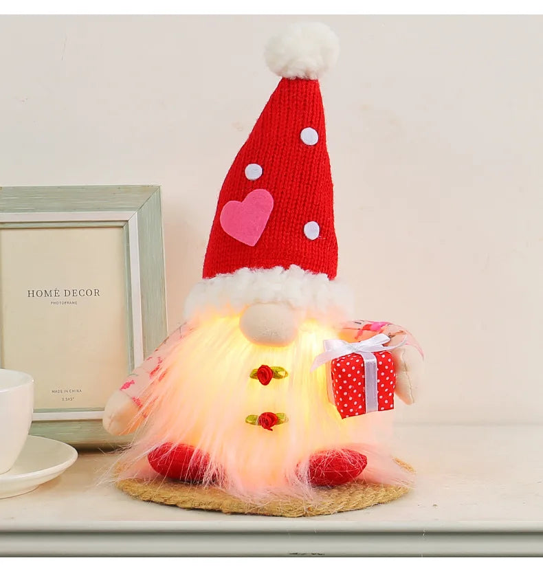 💕 Gnomo Decorativo Iluminado para San Valentín Muñeco Tejido sin Rostro con Luz LED | Regalo Romántico y Decoración del Hogar