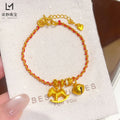 ✨ Pulsera Jiggly Horse Bell en Oro 24K AU999 para Mujer Campana Dorada de Alto Pulido | Brillo Elegante para Uso Diario