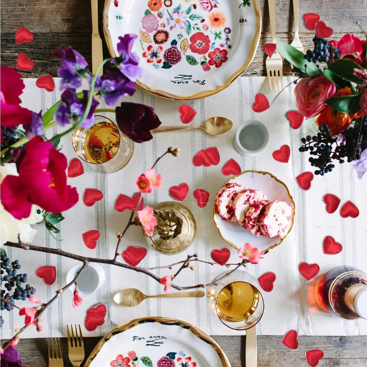 200 Uds. De tela acolchada romántica para el Día de San Valentín, pétalos de lanzamiento, corazones de amor para mesa y alfombra, decoración para fiesta de boda